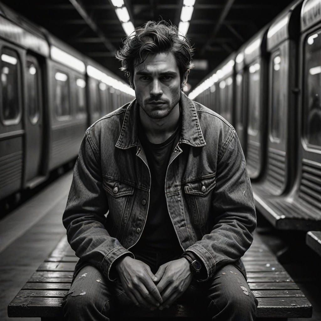 Mysterious Wanderer in Moody Black and White