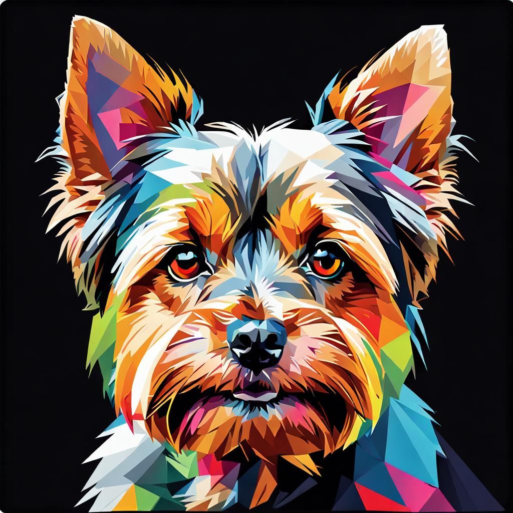 Colorful WPAP Portrait of Yorkshire Terrier