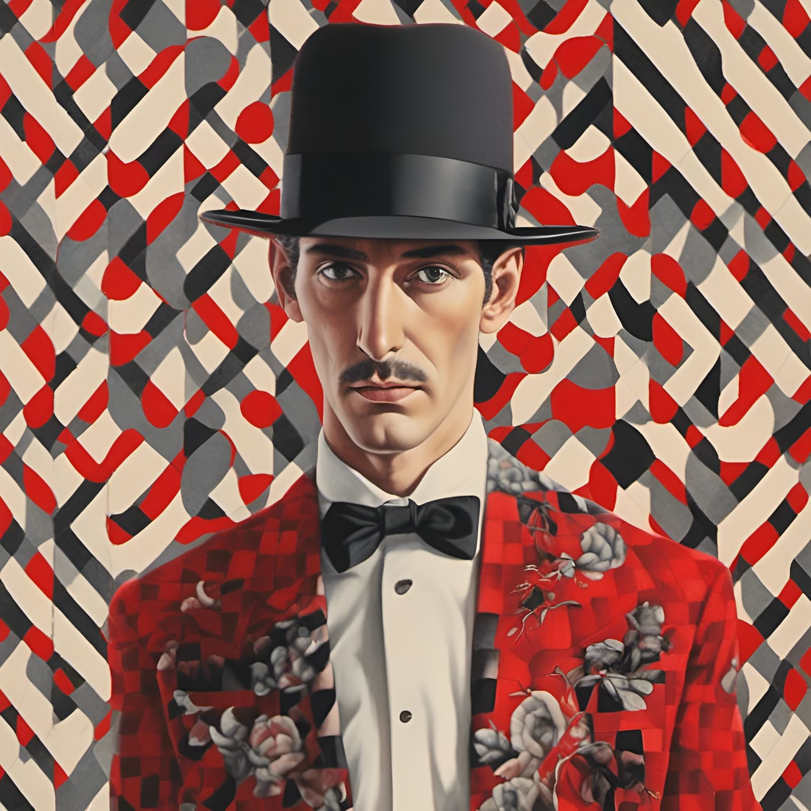 Man in Red Zoot Suit: Surreal Portrait