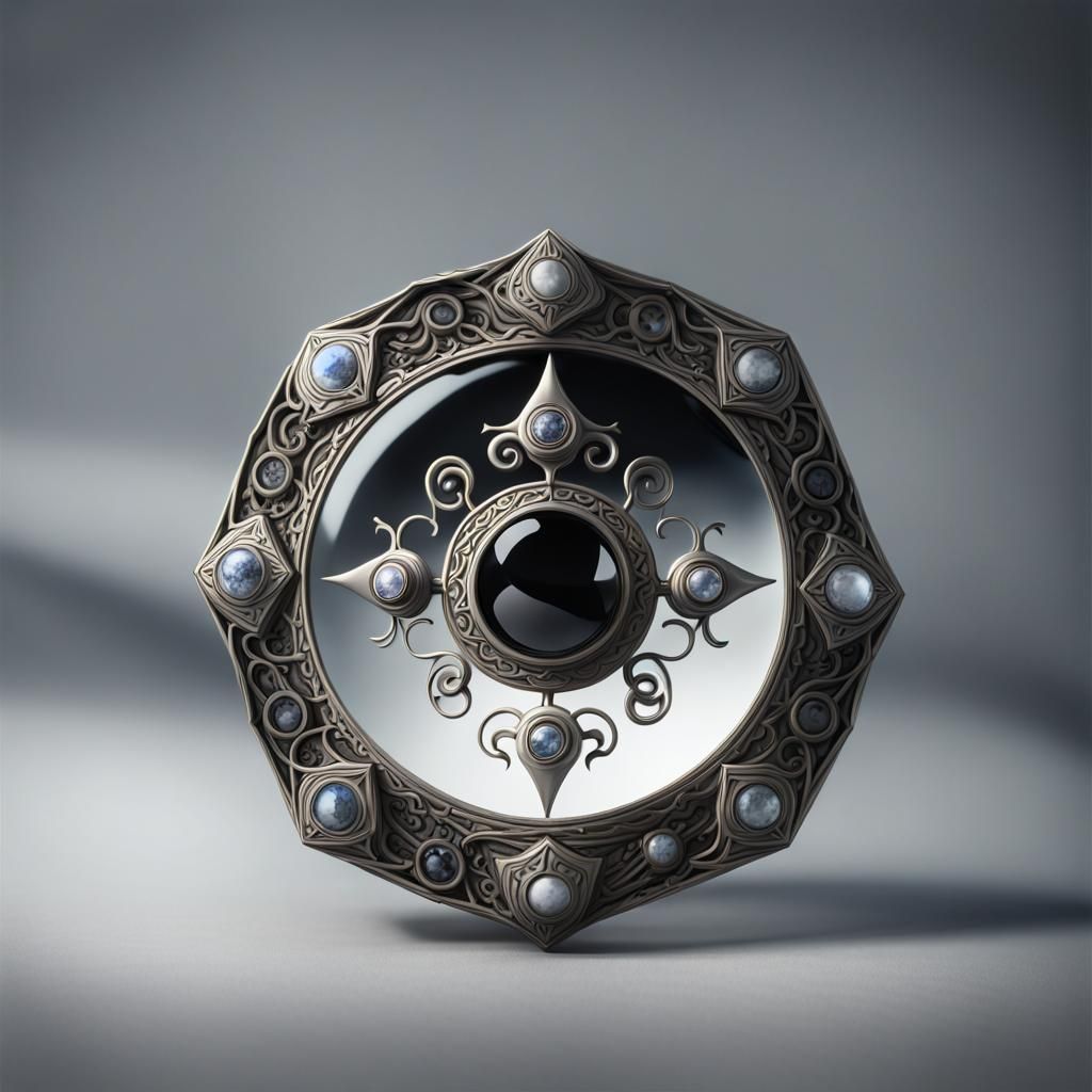 Spectral Gemstone Amulet with Yin Yang Symbol