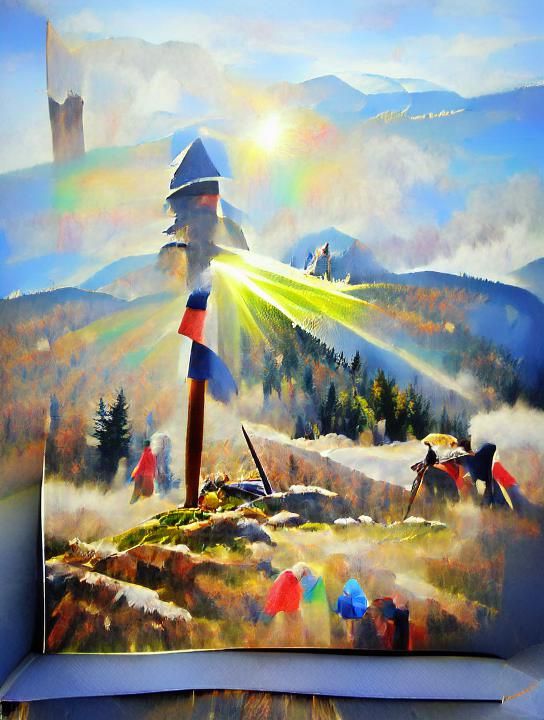 Brocken Specter in the Alps: Storybook Illustration