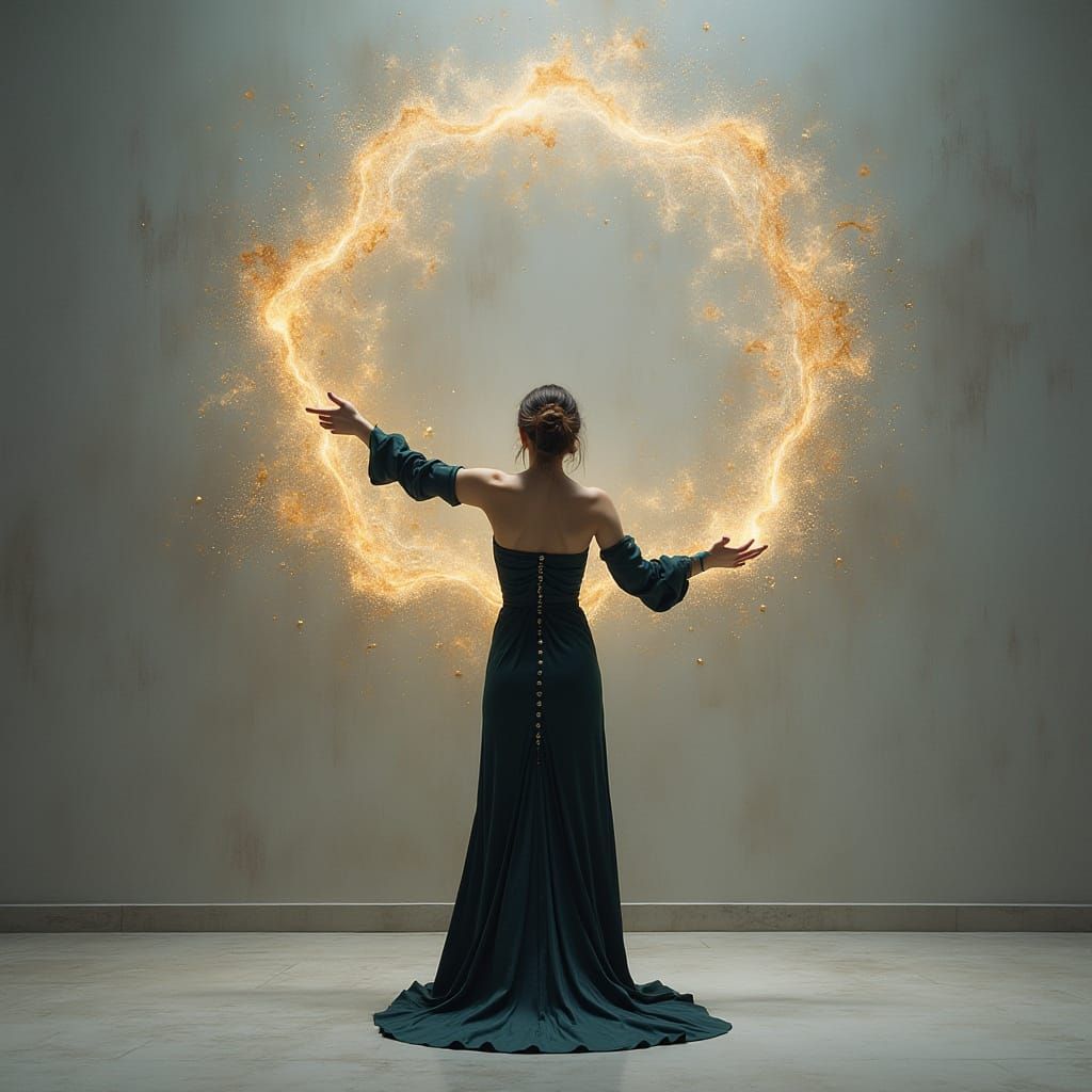 Sorceress Creates Art With Magic Spells on Wall