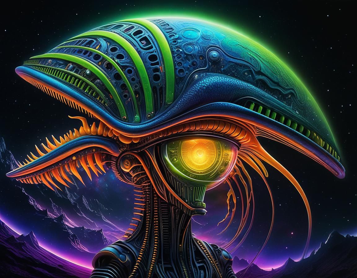 Surreal Faces in a Cosmic Biomechanical Dreamscape