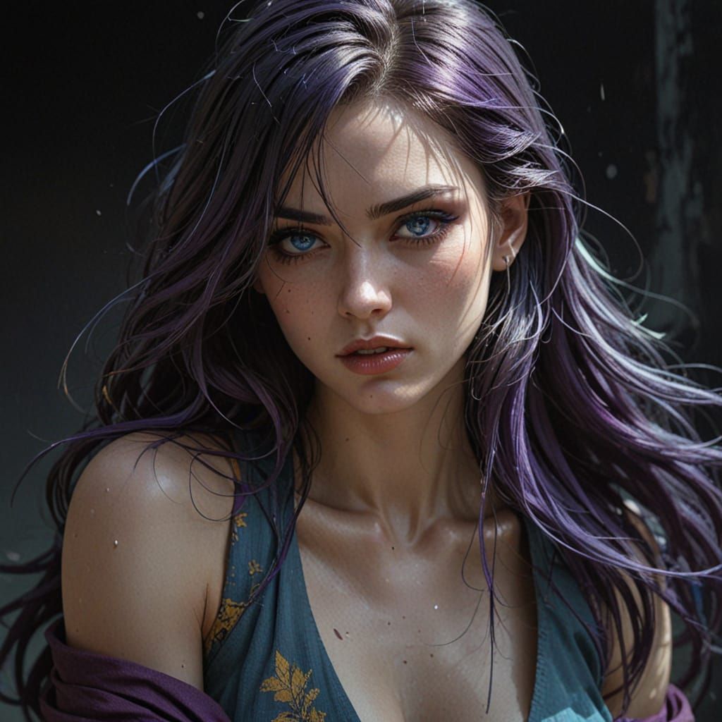 Dark Fantasy Anime Goddess with Moody Aura