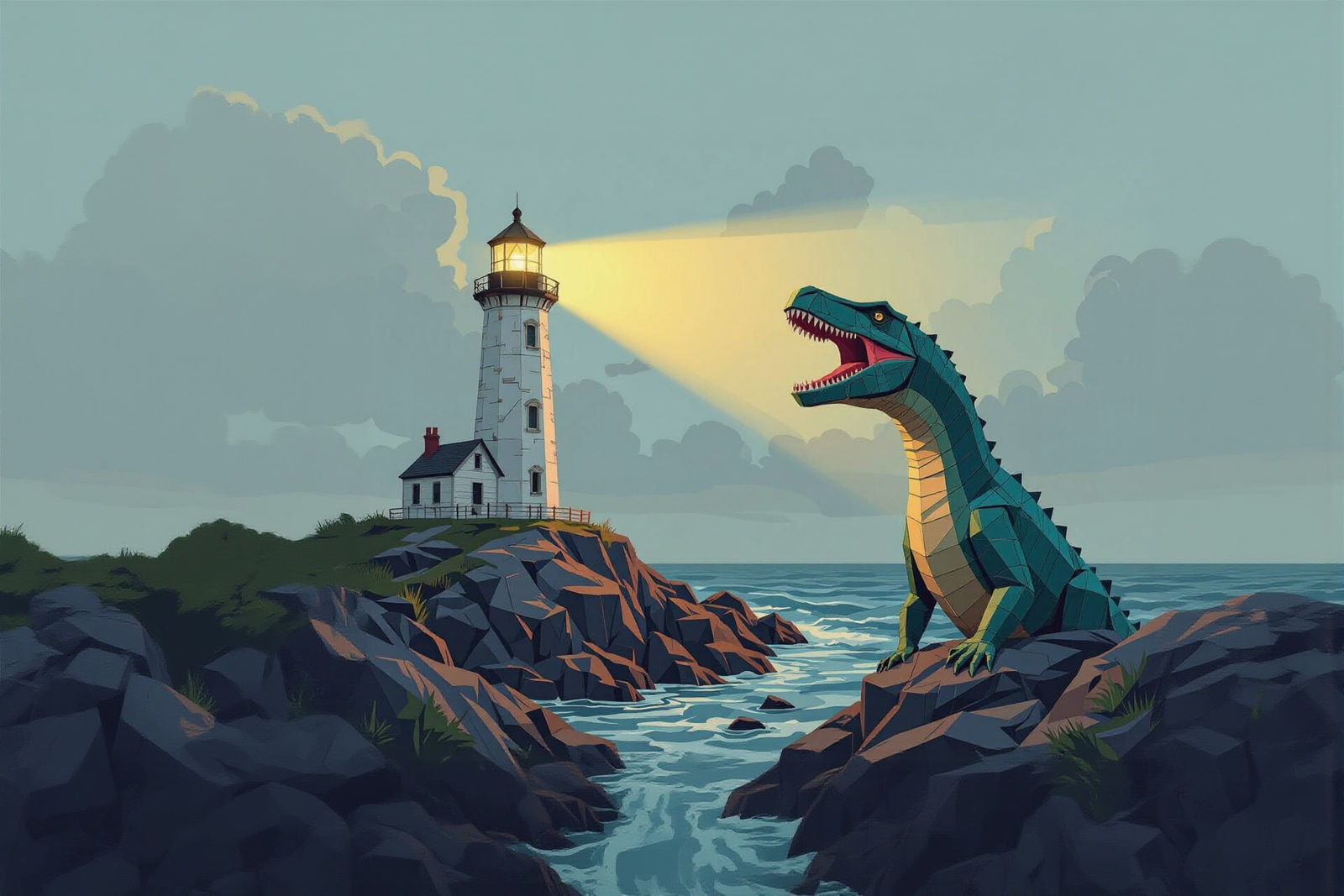 Papercraft Lighthouse Shines Light on Plesiosaur