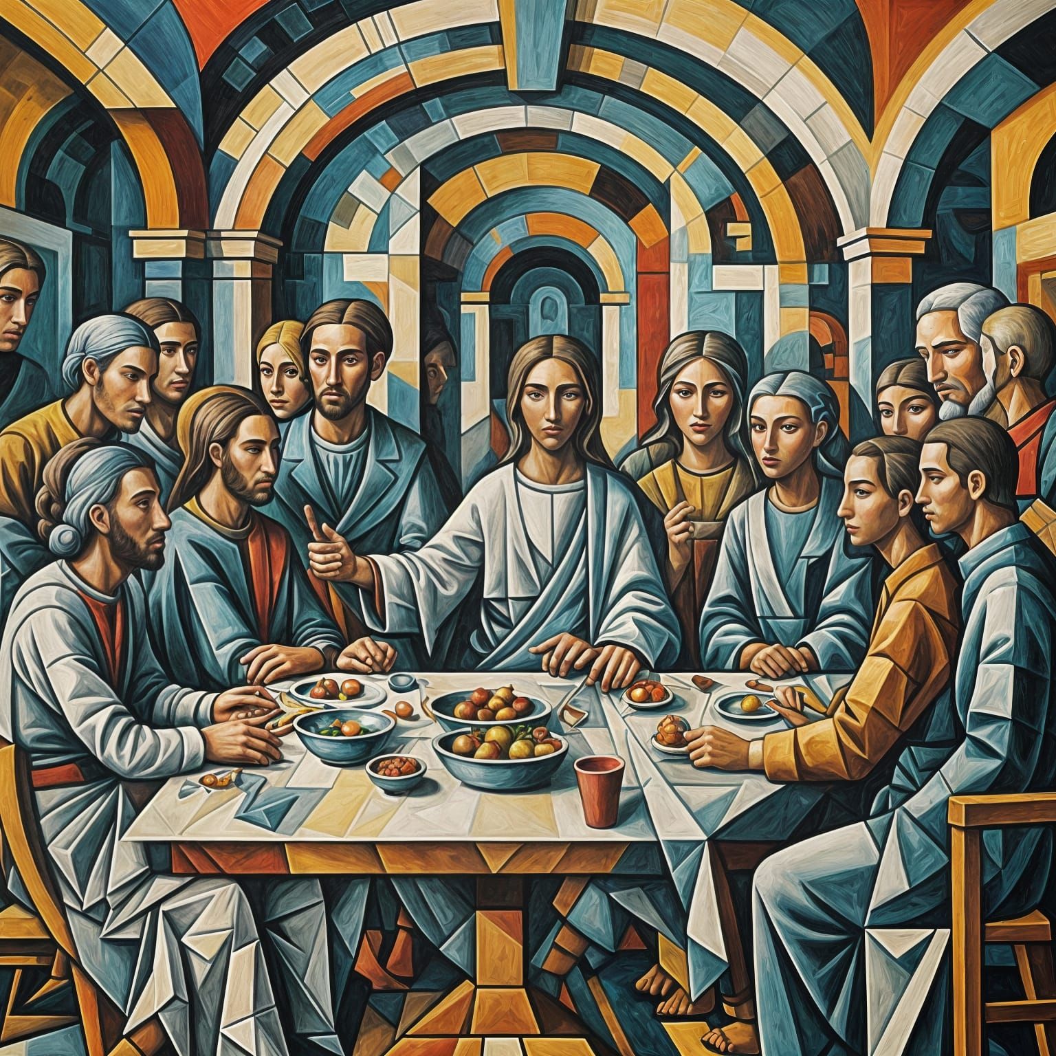 Cubist Last Supper: Geometric Fauvism in V-Ray