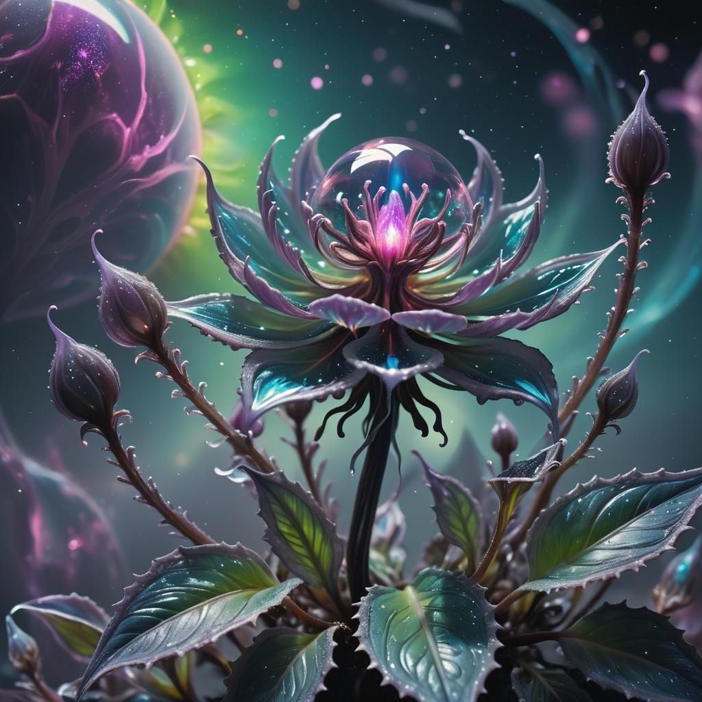 Bioluminescent Alien Plant Blooms Planet-Creating Flower