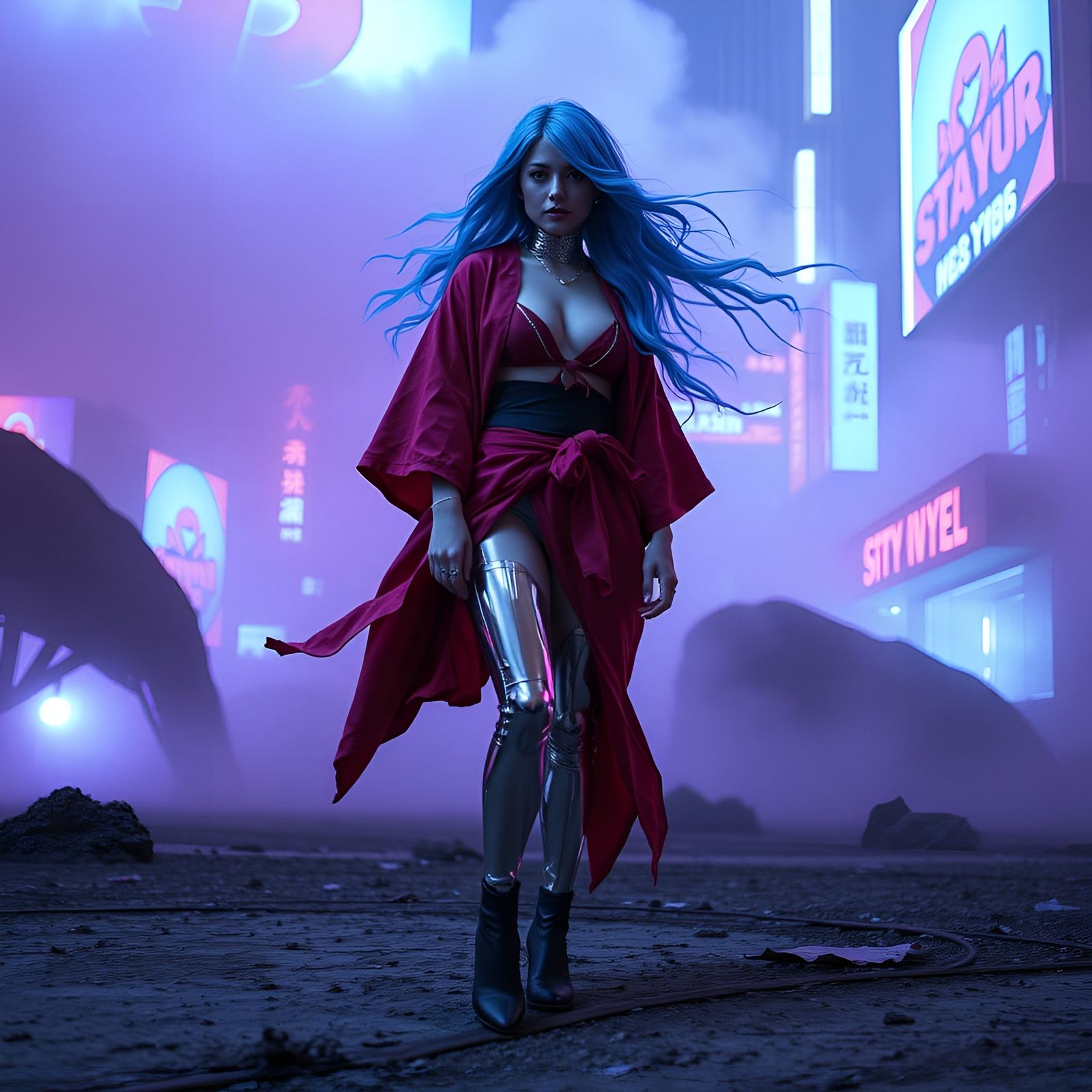 Cyber Kimono: Night Whispers in Purple!