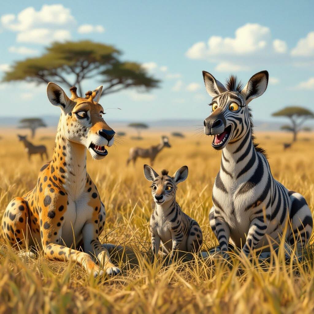 3D African Savanna Animals in Hollywood Mishap
