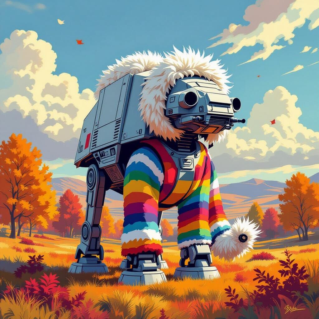 AT-AT Walker as Bantha in Autumn Landscape