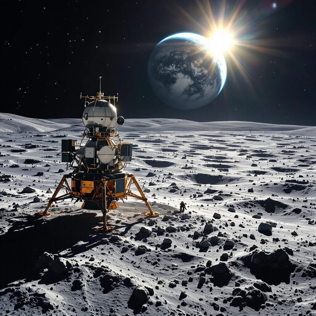 Cinematic Moon Base with Earth View