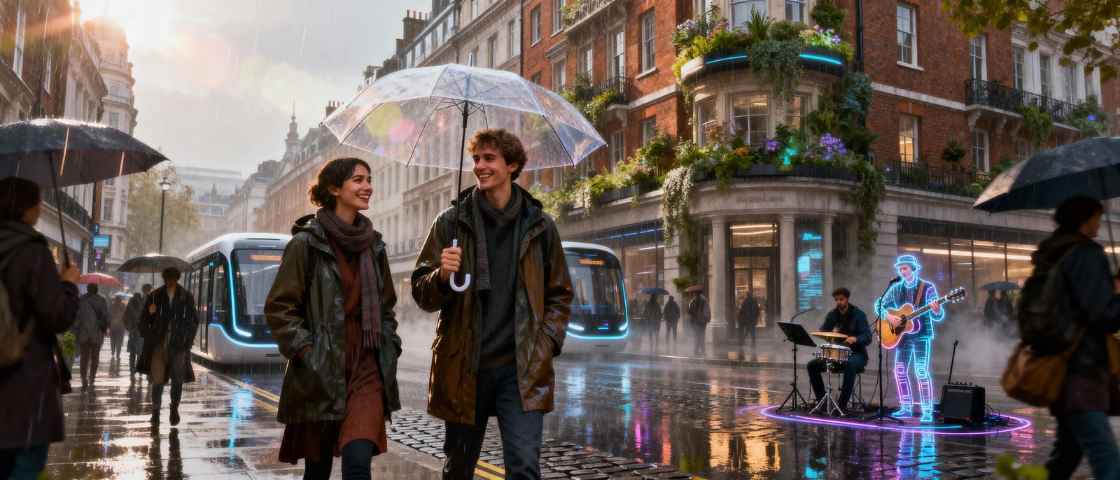 Future London Street Scene in Cinematic Realism