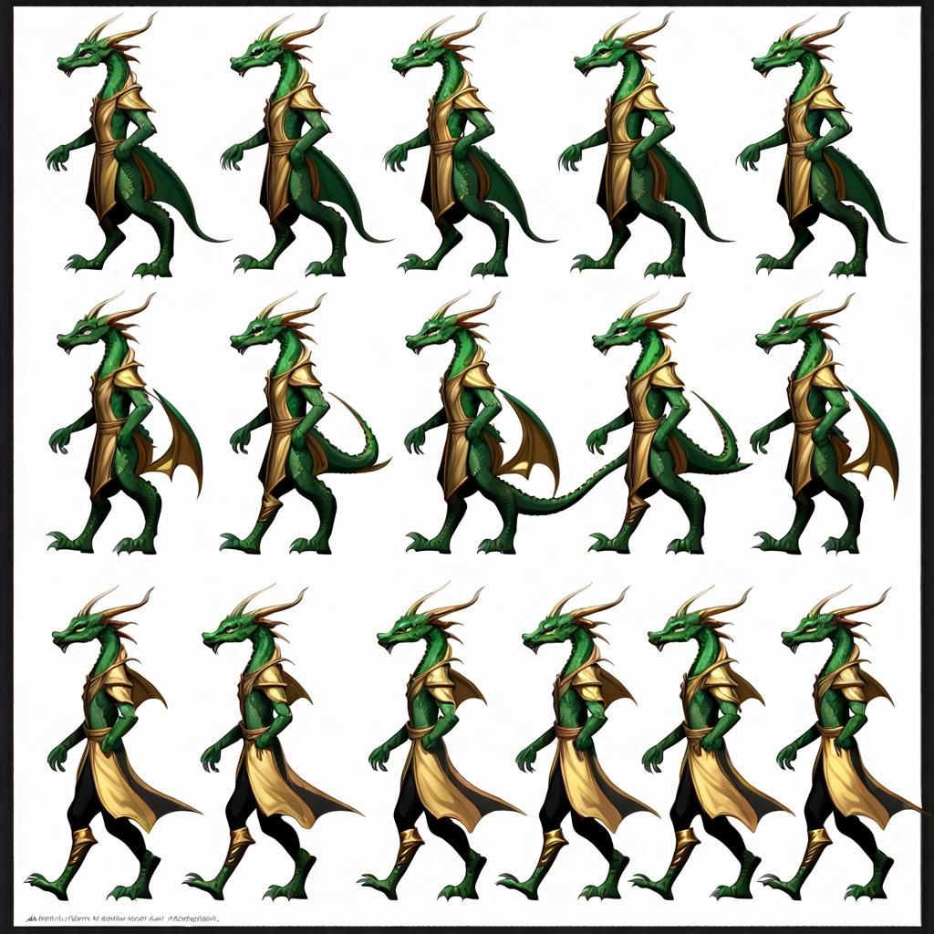 Dragon Mage Walk Cycle Sprite Sheet