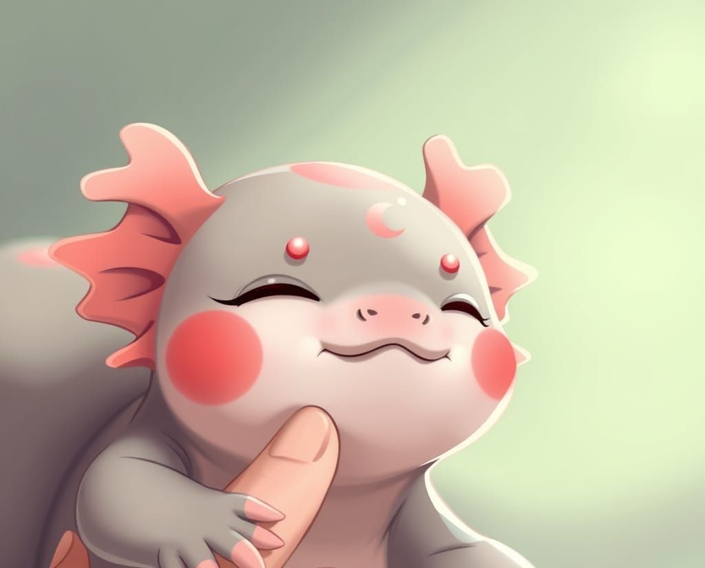 Cute Anime Axolotl in a Cozy Moment