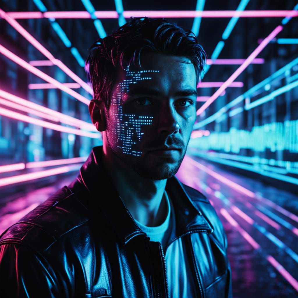 The Glitch in Neon City: Cyberpunk Portrait