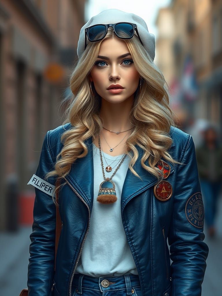 Elegant Woman with Blonde Curls in Fantasy Art Style
