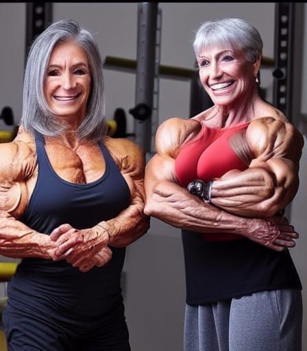 Muscular Grandmas: Two Ripped Female Bodybuilders