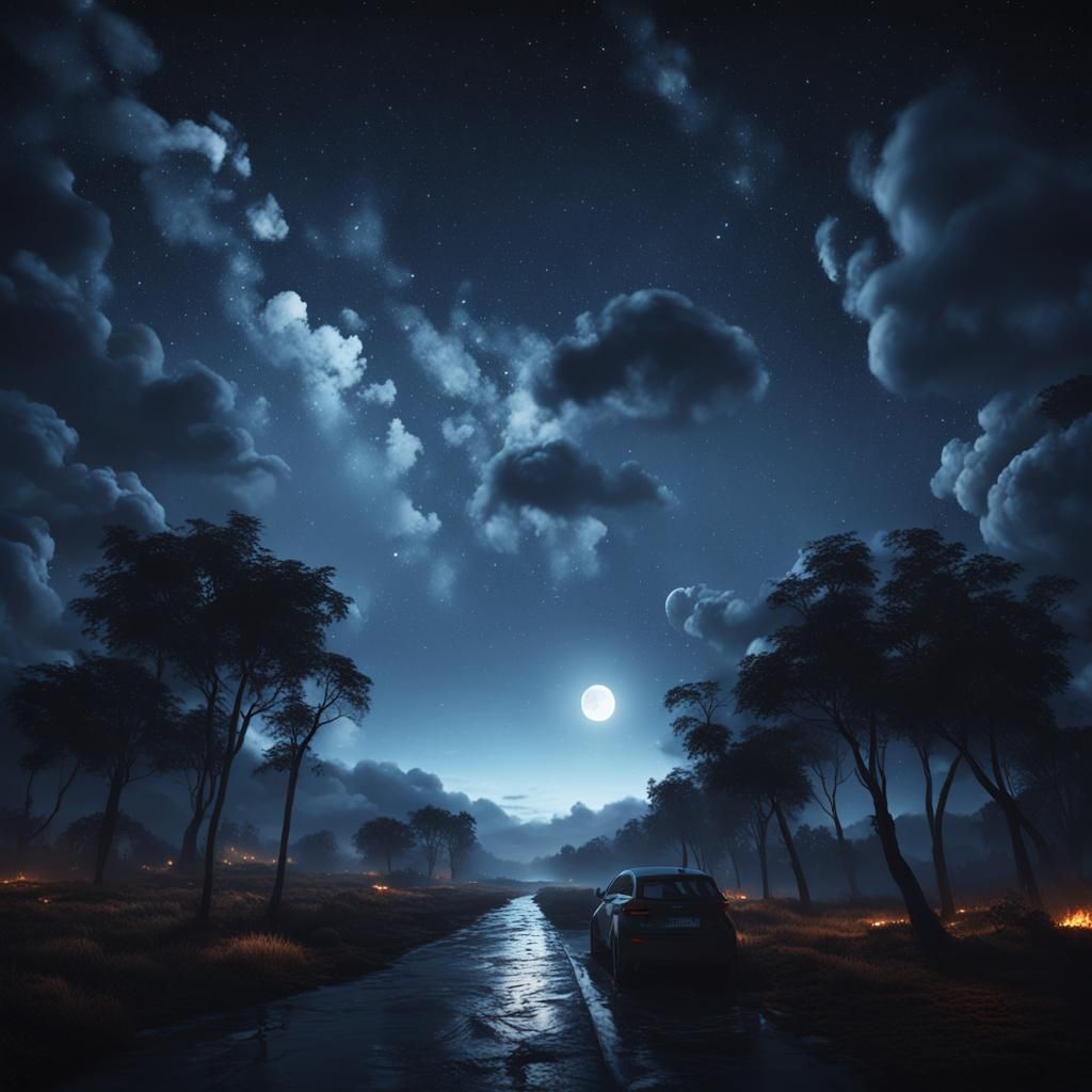 Hyperrealistic Cinematic Night Sky Scene