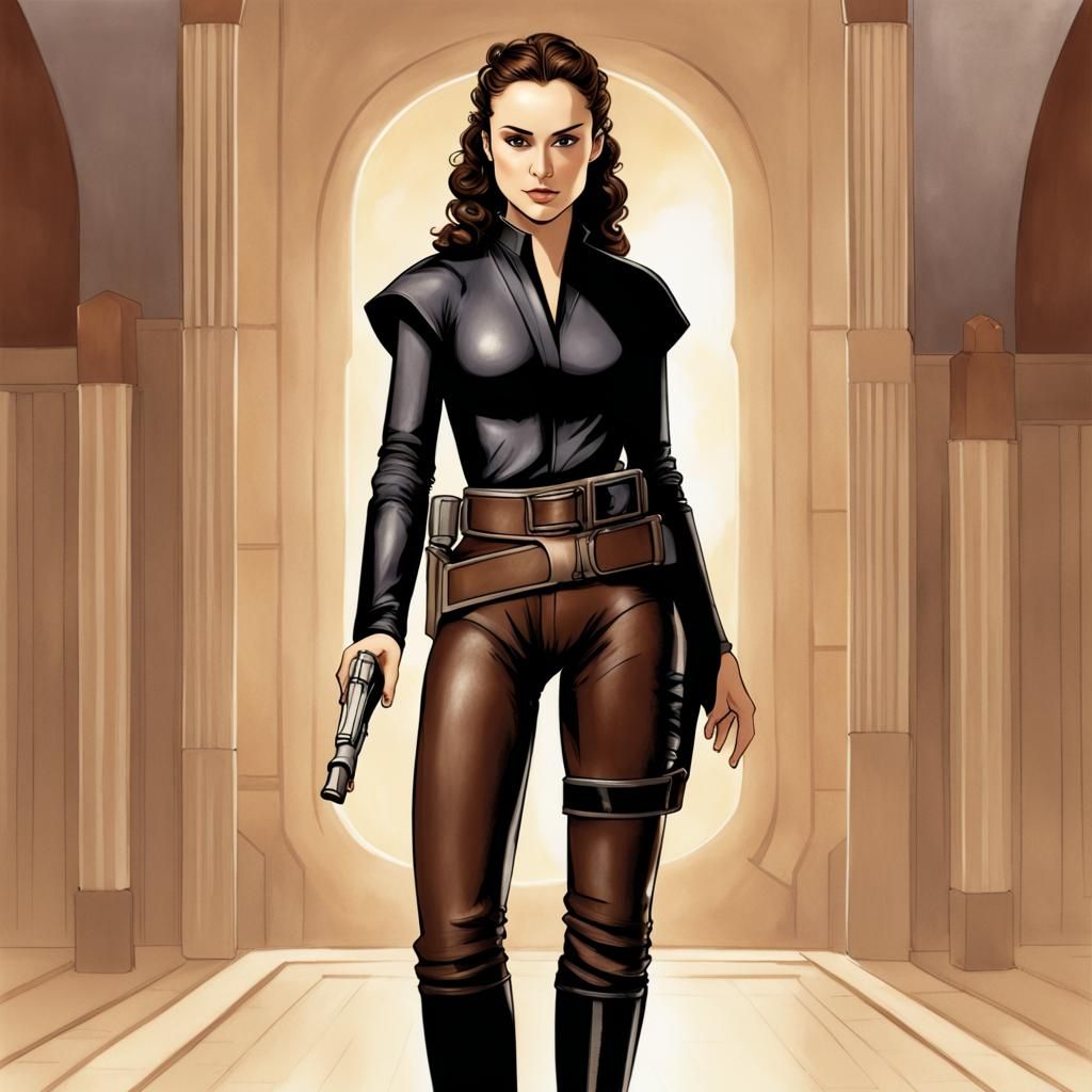 Padme Amidala in Dark Leather Outfit