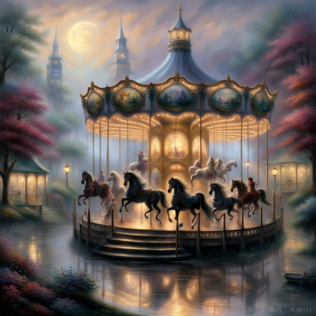 Ethereal Dark Carousel in Fantasy Style
