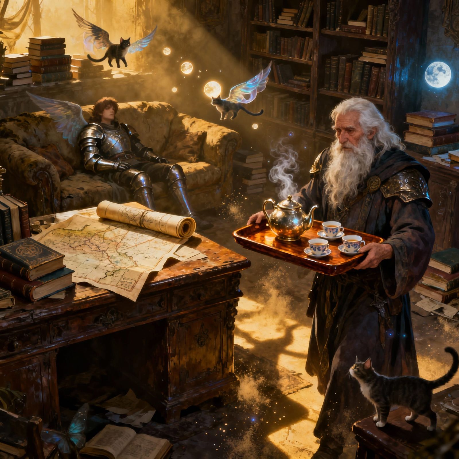 Wizard's Study: Tea Time with Adventurers and Winged Cats