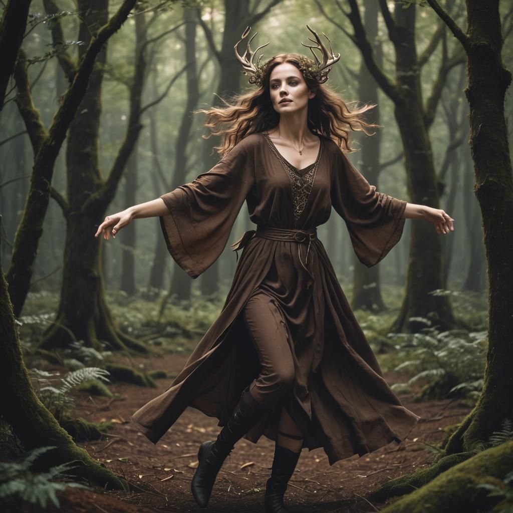 Dark Fey Dancing in Forest Glade