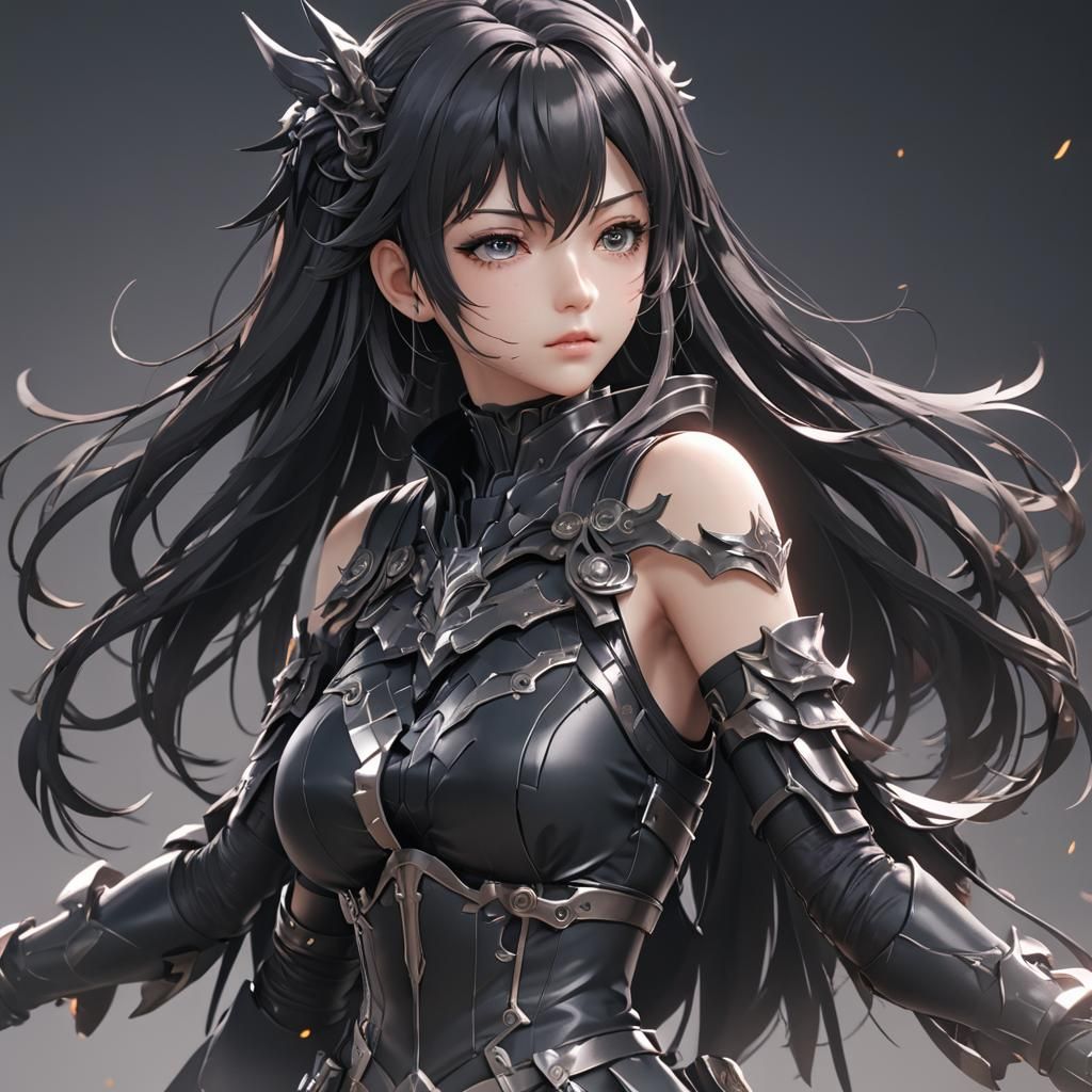 Dark Anime Character Concept Art in 3D