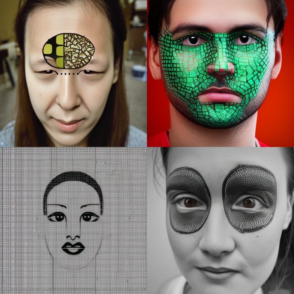 Circuit Board Pattern on Human Face