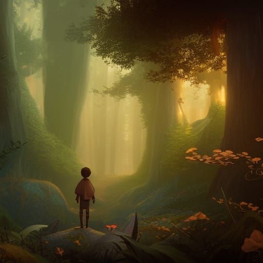 Enchanted Forest Adventure: Detailed Matte Painting