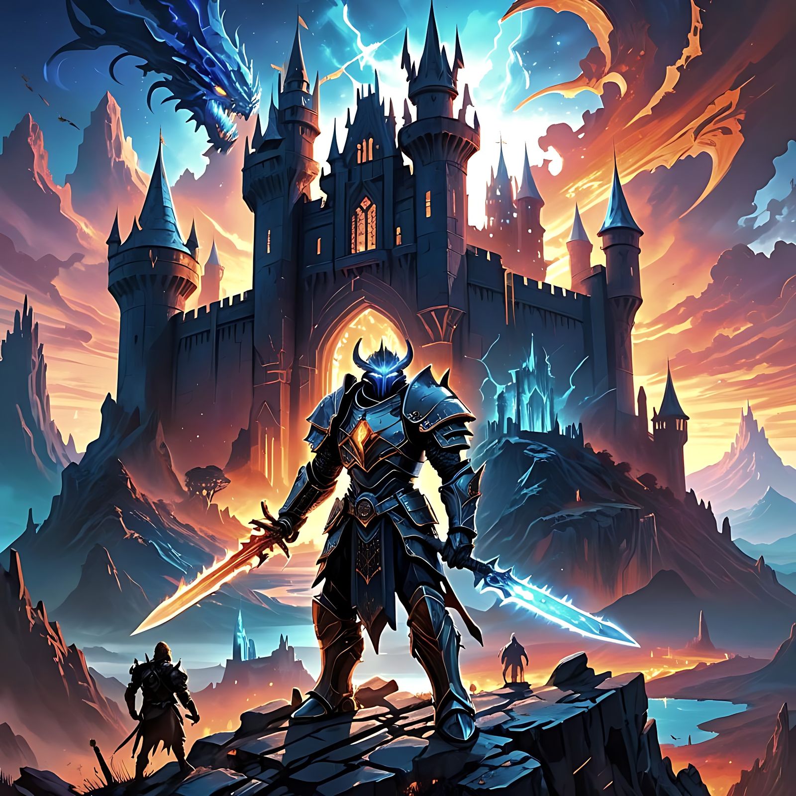 Heroic Glaive Wielder in Alien Landscape, Cinematic Lighting