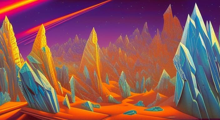 Detailed Crystal Landscape with Dynamic Lighting