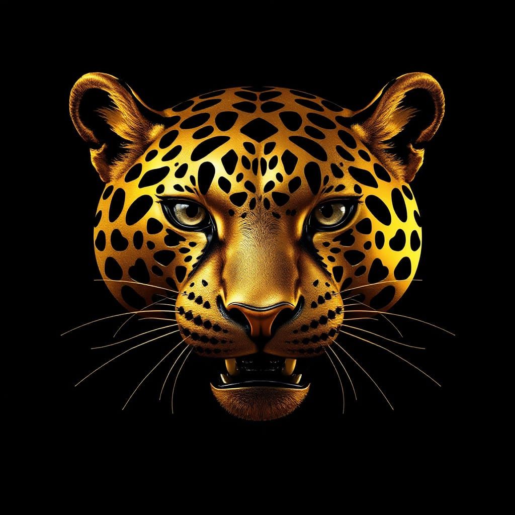 Golden Jaguar Silhouette in Minimalist Style