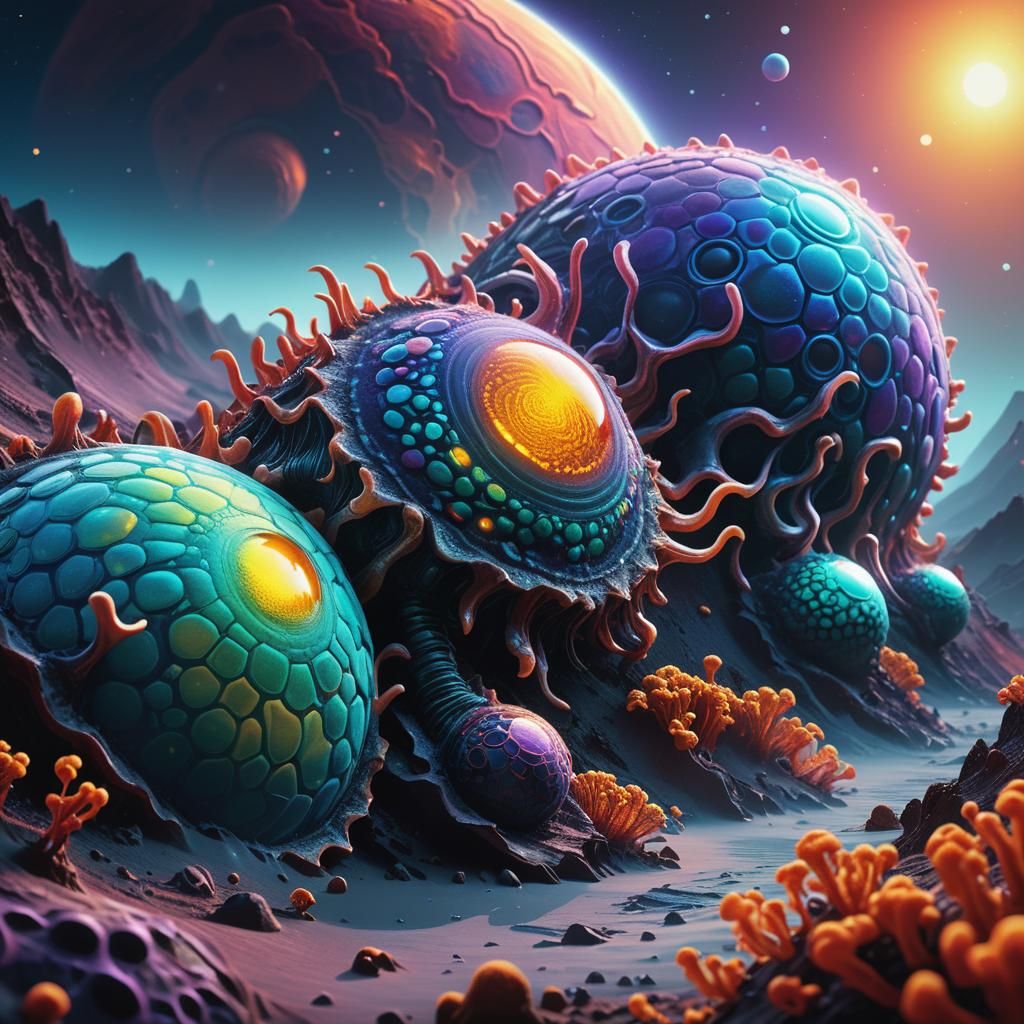 Bioluminescent Alien Life on Exoplanet: Digital Art