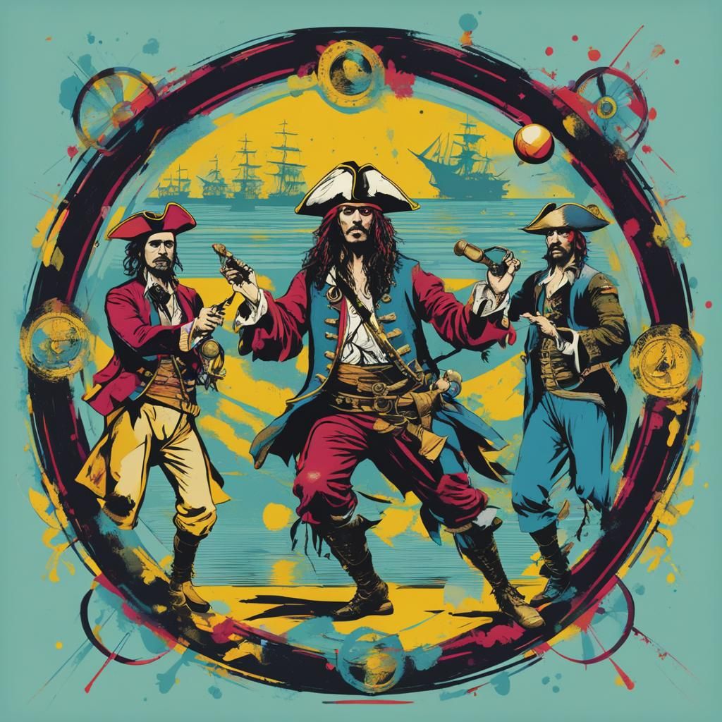Pirate Juggling Doubloons in Pop Art Style