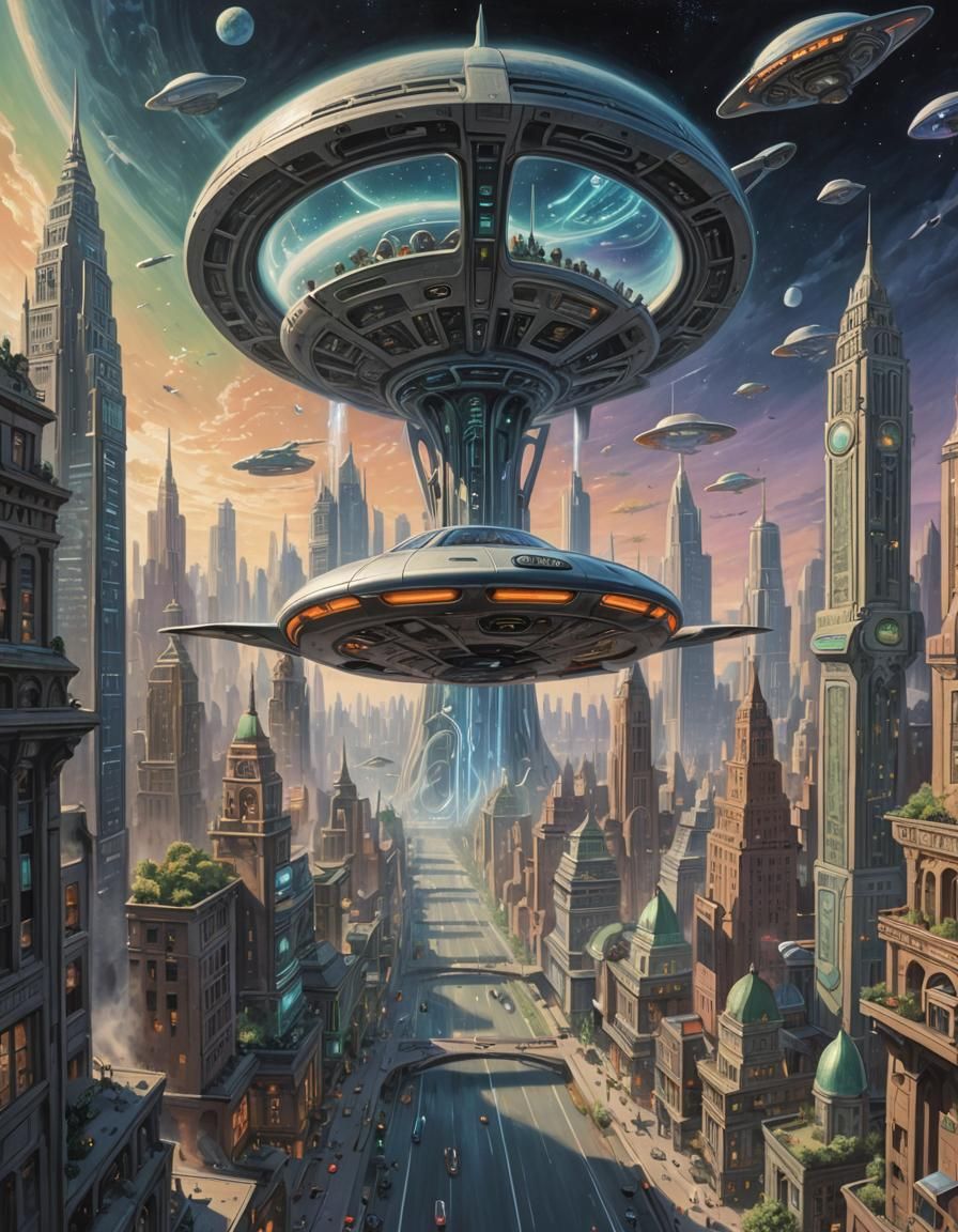 Chalk Portal to a Grand Futurist Alien City