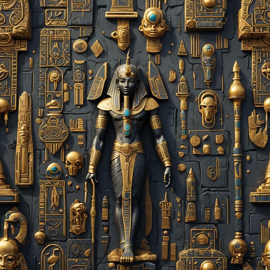 Egyptian Anubis with Obsidian and Gold Details