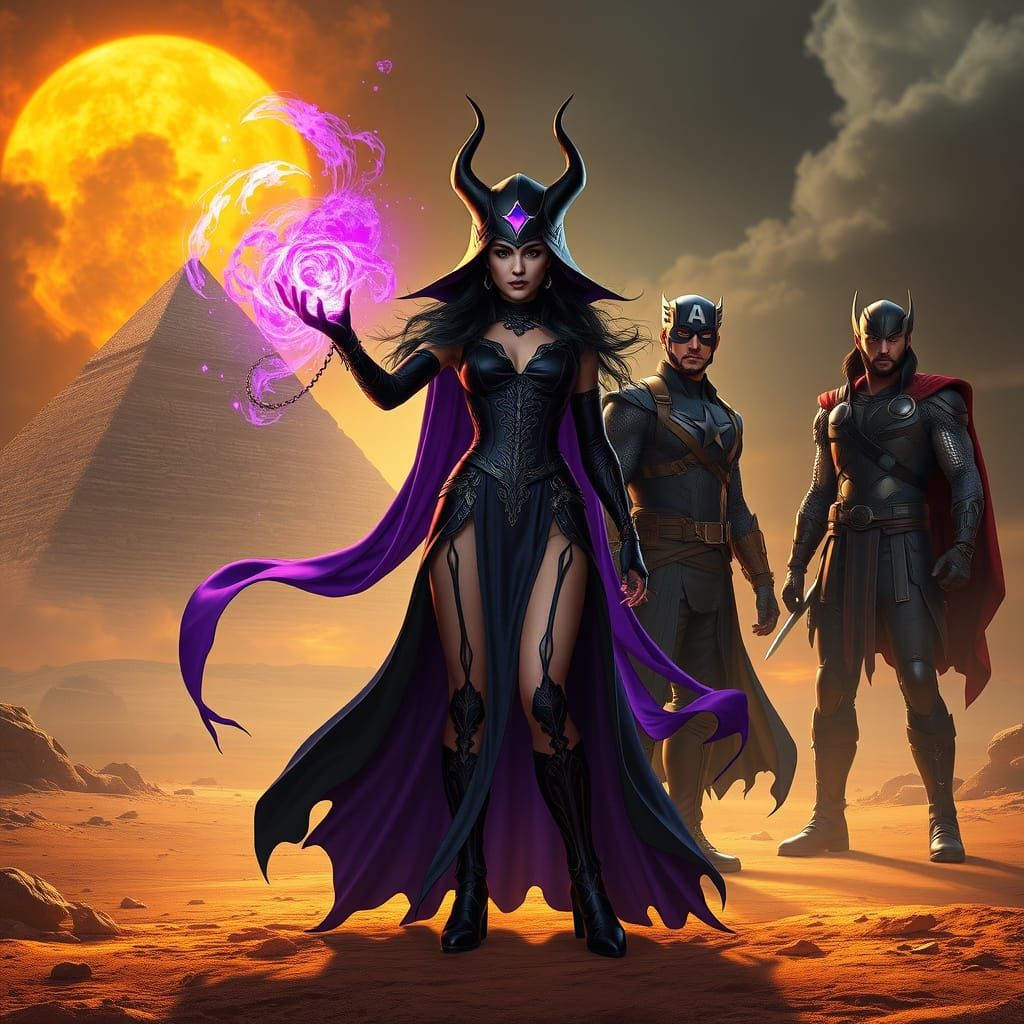 Mystical Desert Duel in Dark Fantasy Style