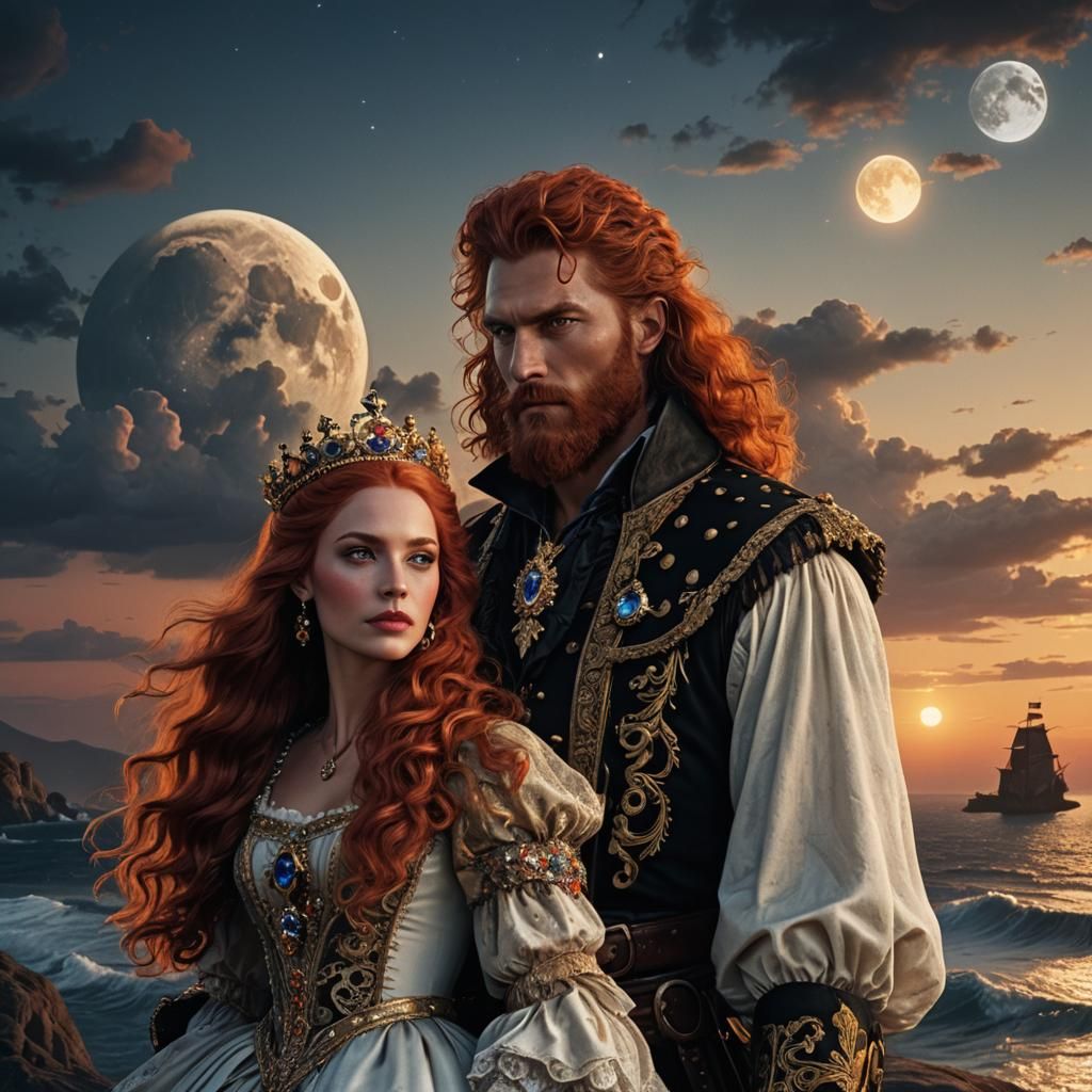 Baroque Prince and Princess at Sunset