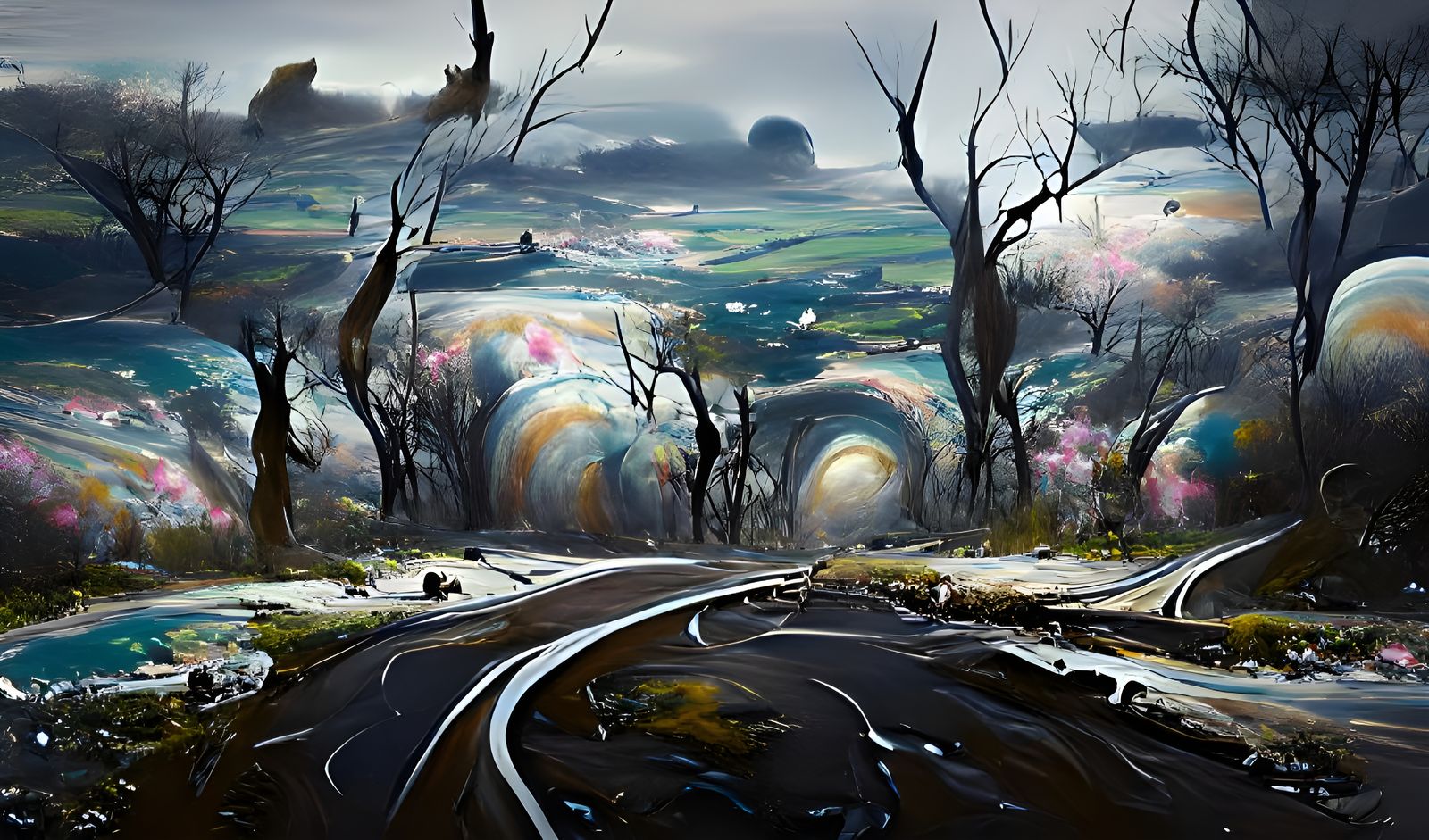 Winding Road in Sinful Badlands: Digital Matte Painting