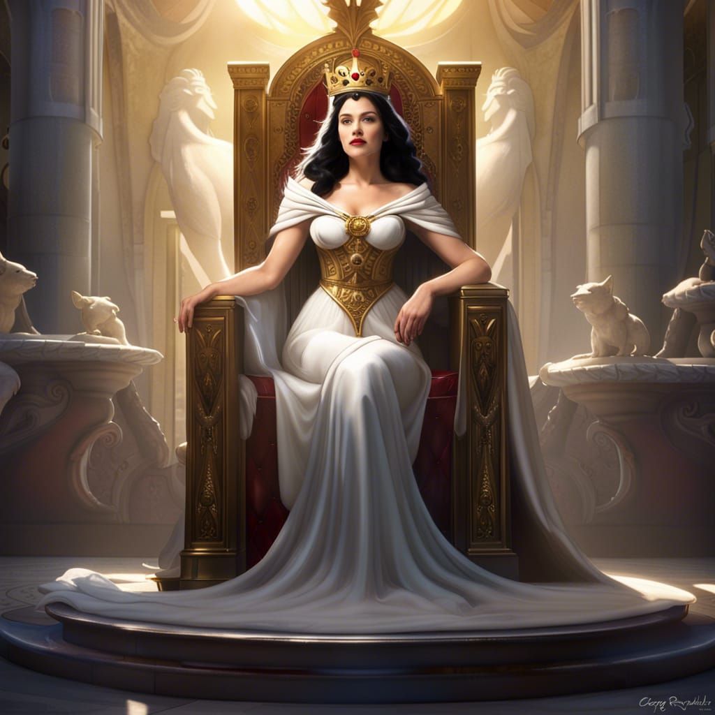 Greek Goddess Snow White in Exquisite Throne Room