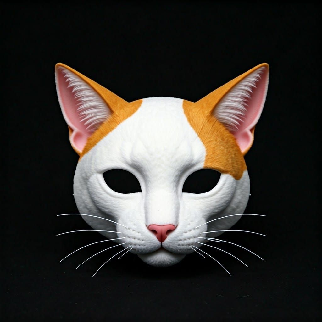 Stylized Calico Cat Therian Mask in Bold Bauhaus Art Deco St...