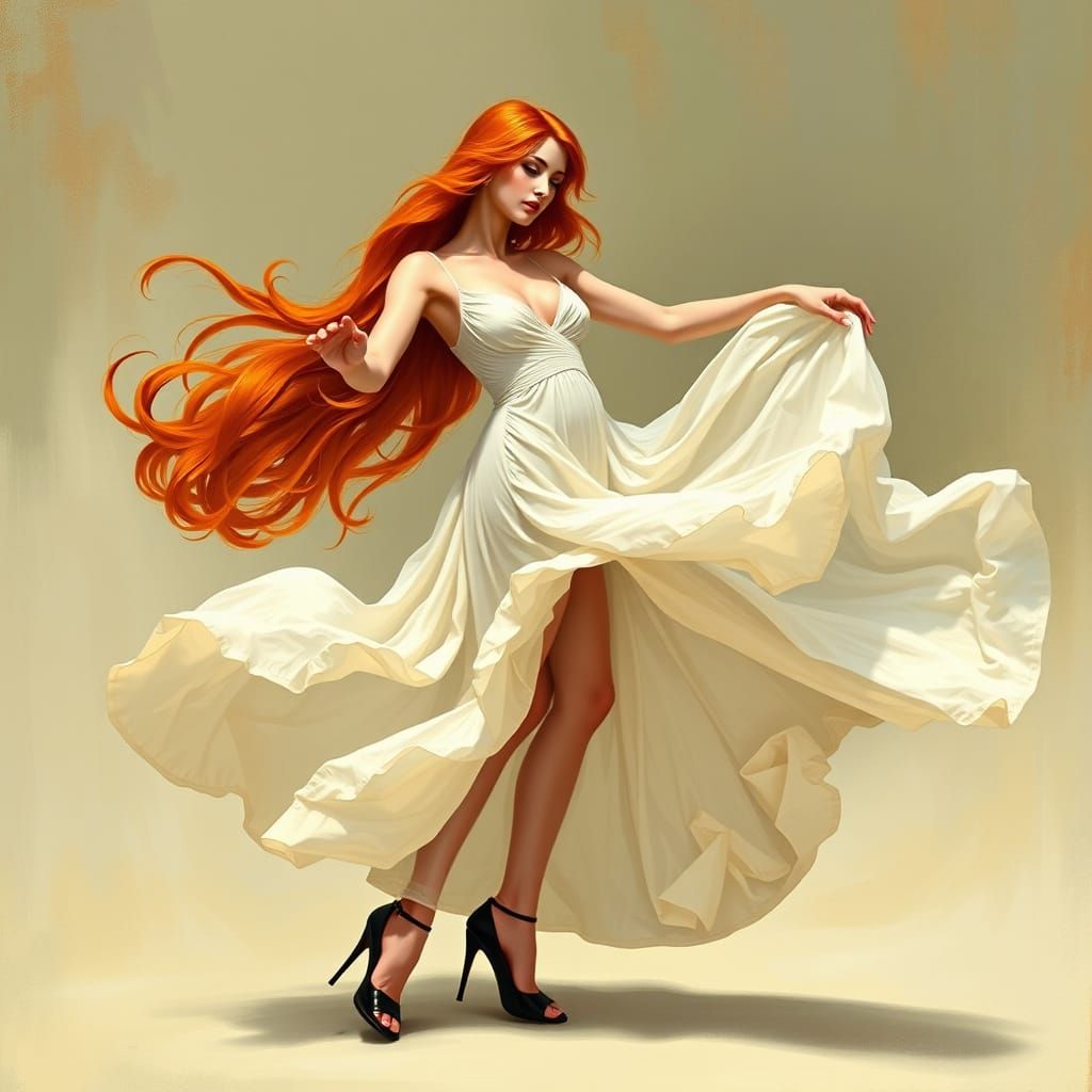 Elegant Redhead in Art Nouveau Style