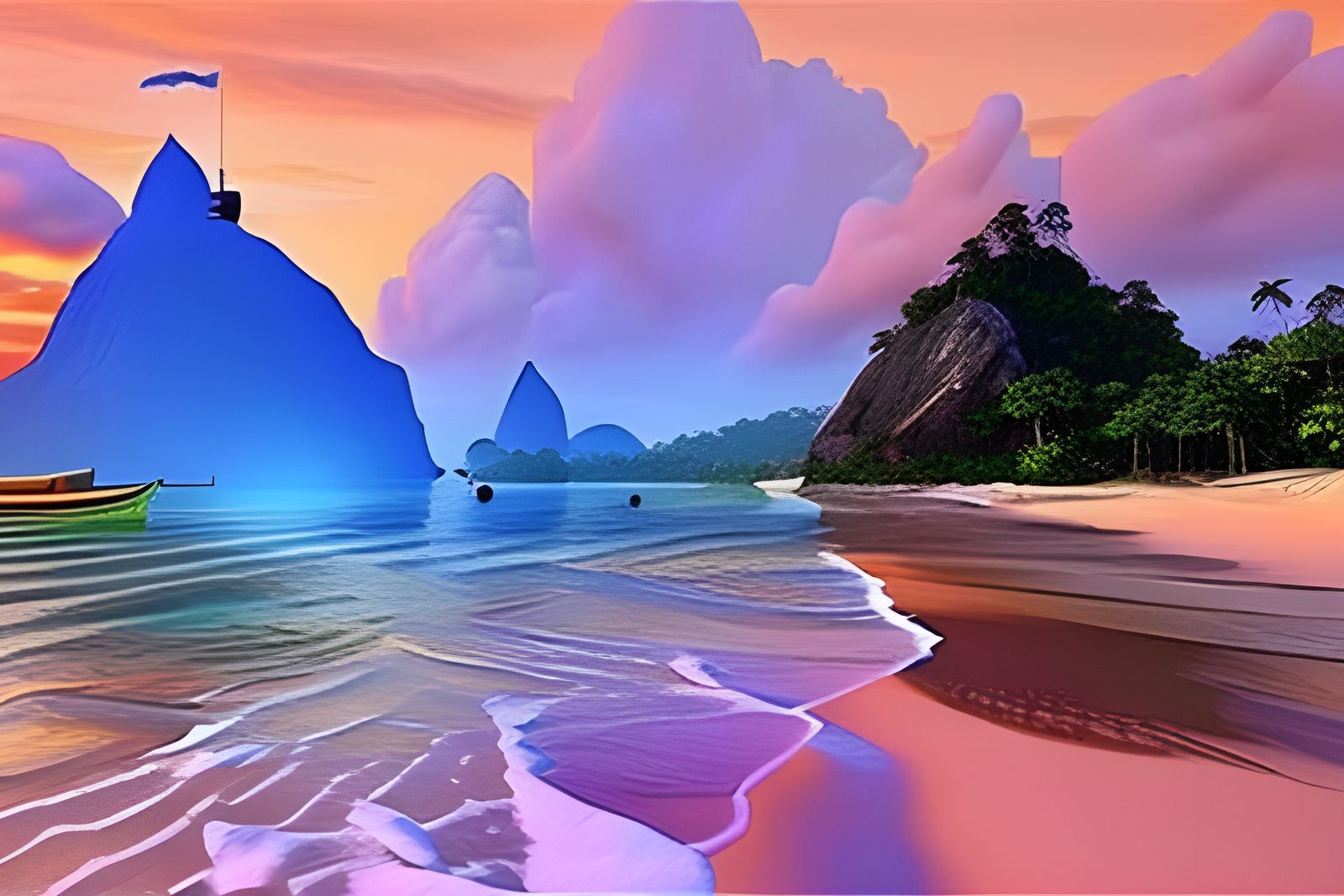 Sunset Rainbow Over Andaman Island Beach