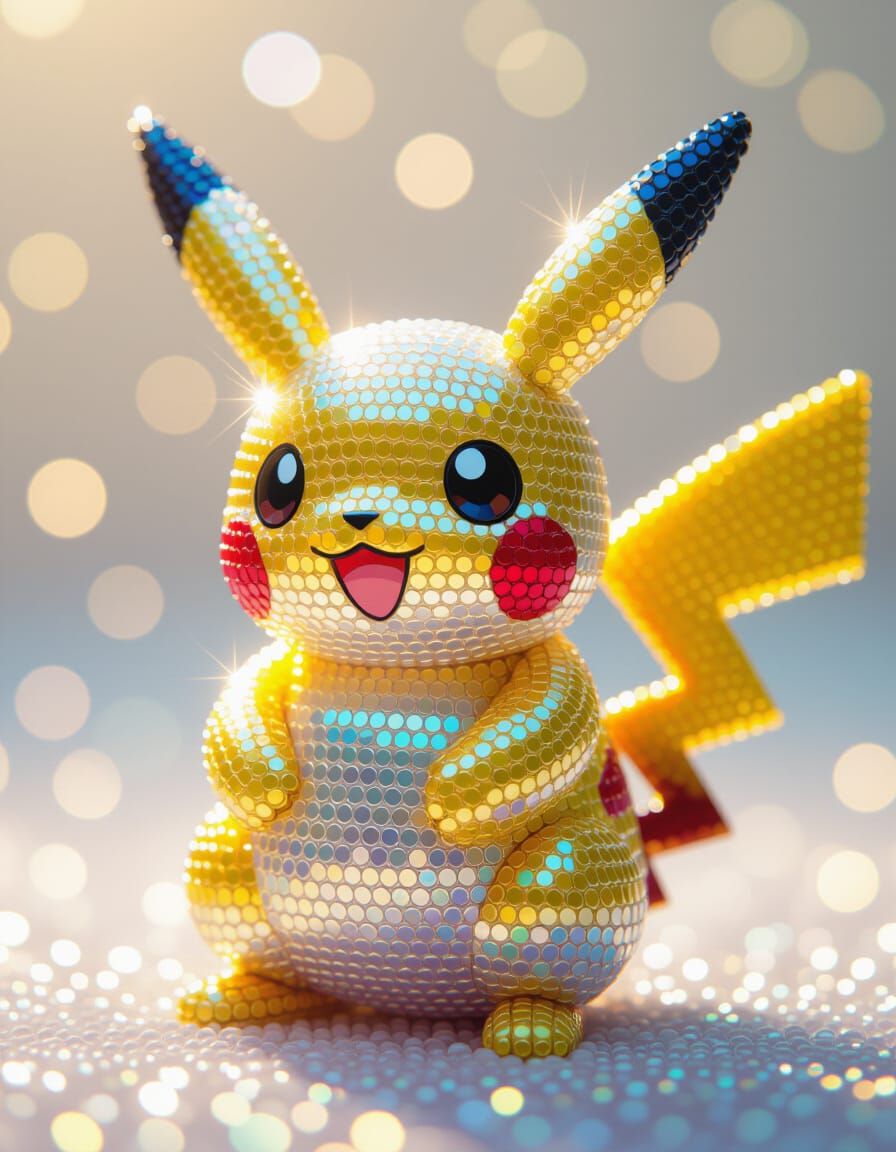 Iridescent Beaded Pikachu Pop Art
