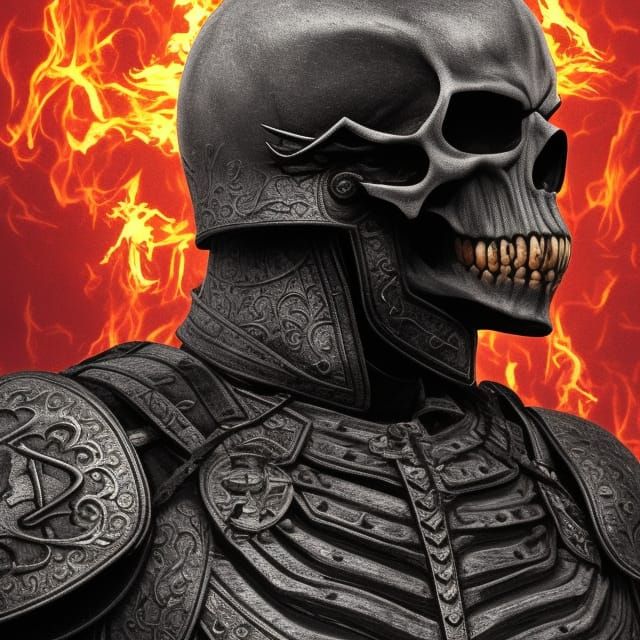 Skull Knight in Crimson Cloth Armor