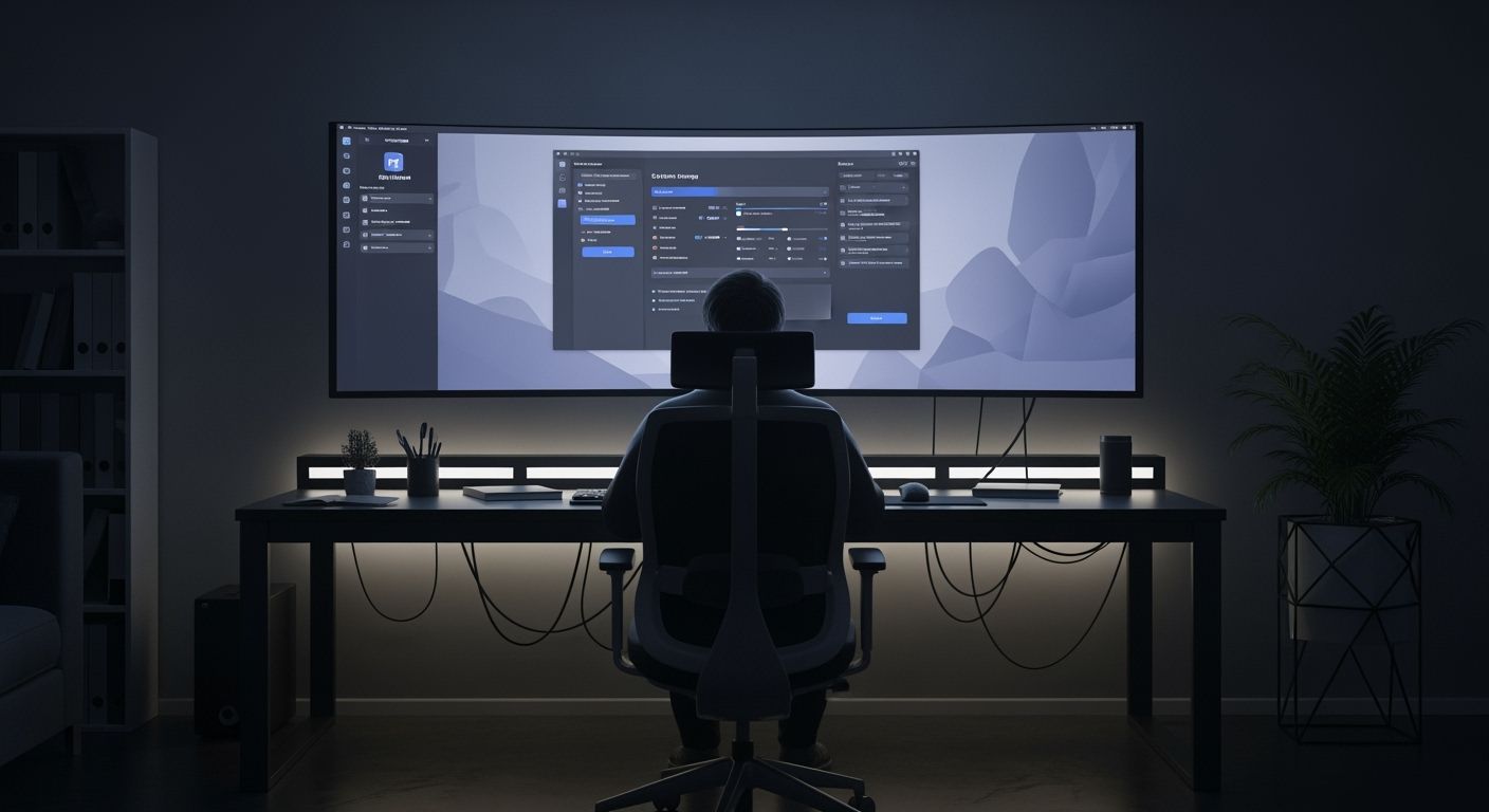 Minimalist Room with KDE Plasma Settings Display