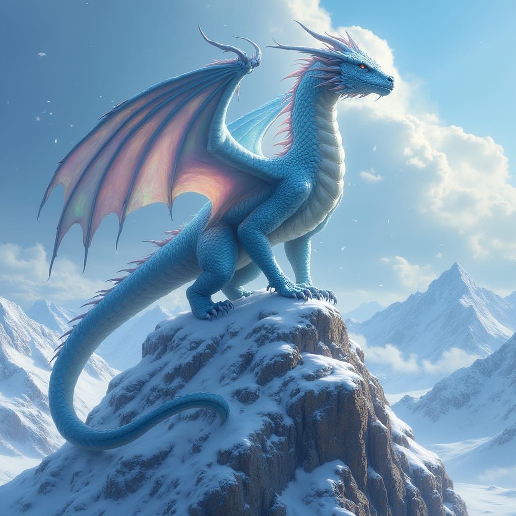Icy Armored Dragon Surveys Frozen Kingdom