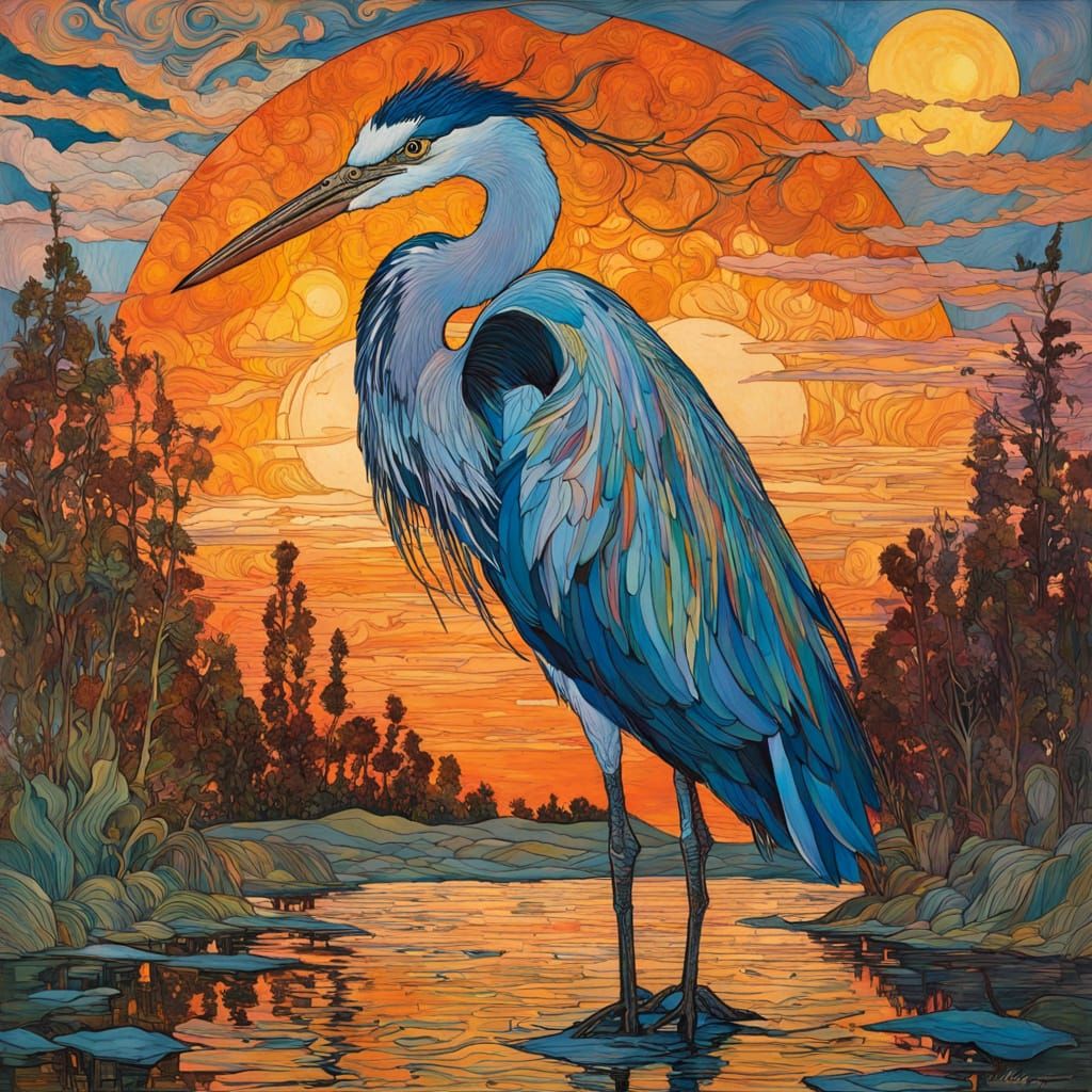 Heron standing in a lake