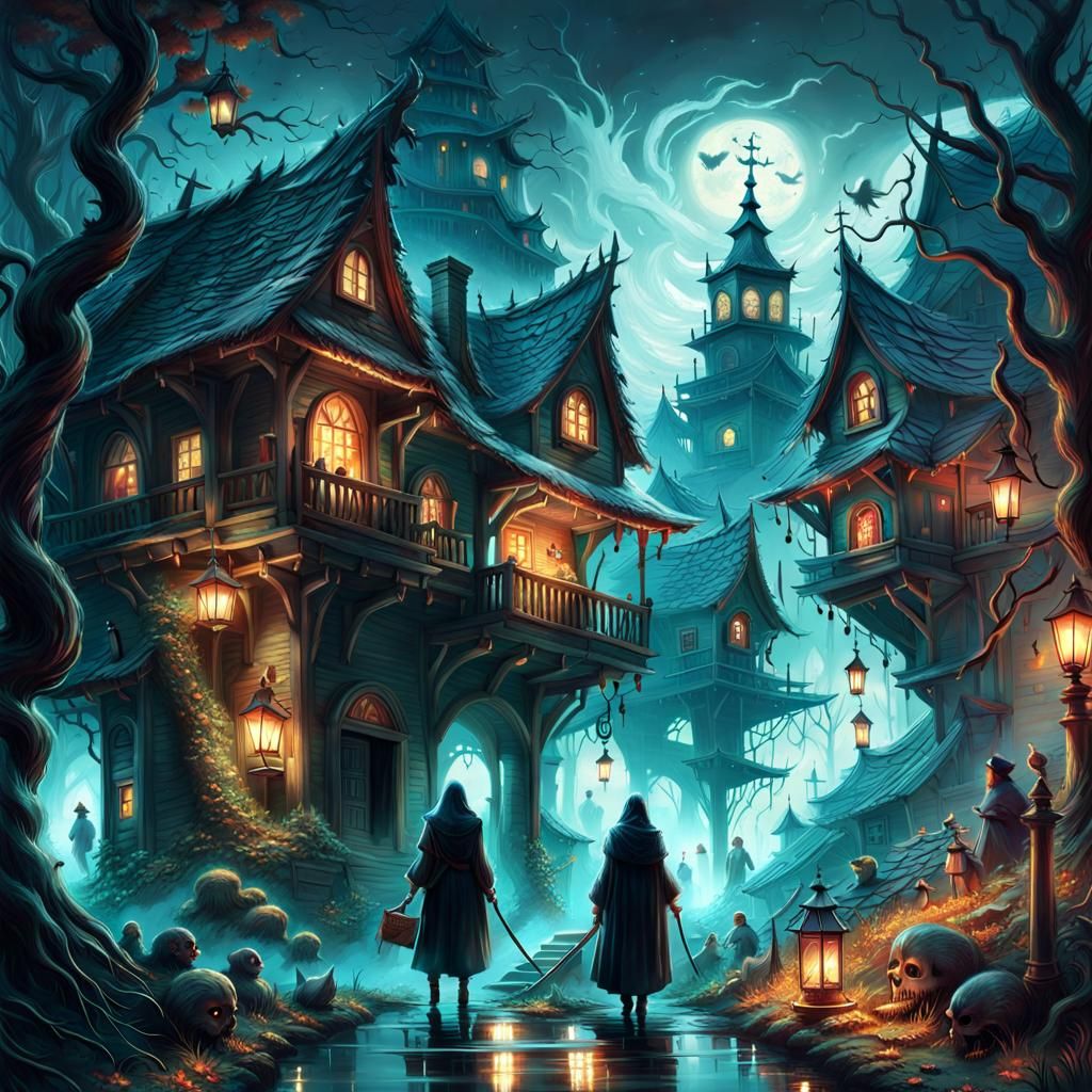 Haunted Village: Sinister Banshee in Hyperdetailed Photo