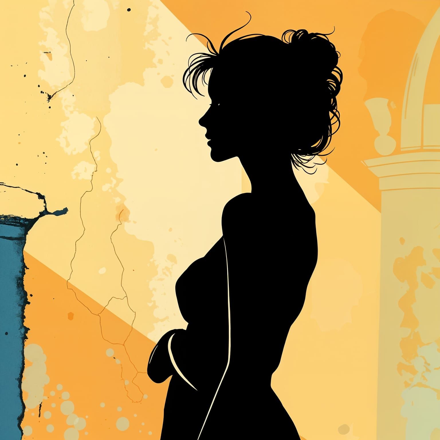 Ilustración de la sombra de una mujer realizado con tinta europea